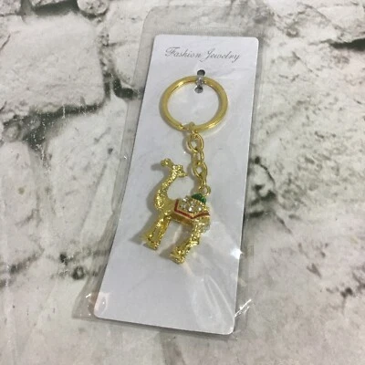 Fashion Jewelry Keychain Gold-Tone Camel Gemstones Key Ring NIP  - Image 1 of 4