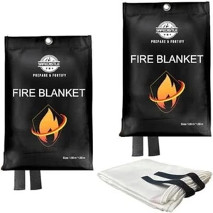Safecastle Fire Blanket Emergency Survival Kit 2 Pack Size 59"x59" Safety Kit  - Picture 1 of 7