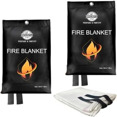 Safecastle Fire Blanket Emergency Survival Kit 2 Pack Size 59"x59" Safety Kit