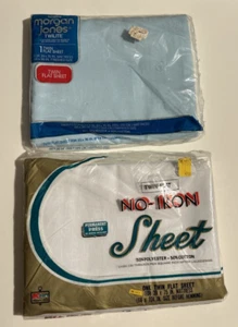 Vintage NEW NIP Kmart No-Iron 50/50 Twin Flat Sheet Morgan Jones Twilite Sealed - Picture 1 of 6