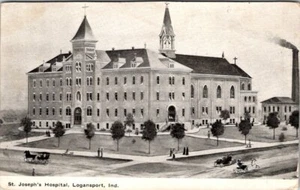 LOGANSPORT, INDIANA - ST. JOSEPH'S HOSPITAL - OLD POSTCARD - Picture 1 of 2