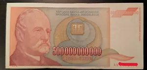 Yugoslavia 500 Billion Dinara 1993 Circulated Banknote Currency Hyperinflation - Picture 1 of 2
