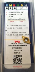 Lot of 6 YG-1 DCMT070204-UF Turning Carbide Inserts DCMT21.51-UF NIB - Picture 1 of 2