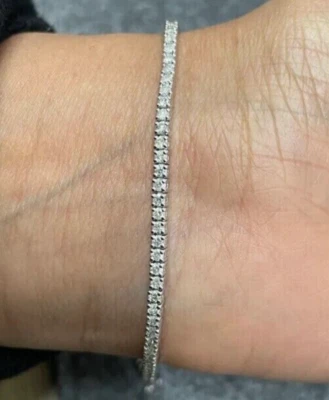 3.70CT Natural Round Cut Diamond Women's Tennis Bracelet Solid 14k White Gold - Image 1 of 4