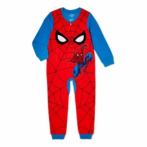 Marvel Spider Man Union Suit One Piece Pajamas 4 6 7 8 10 12 Boy Blanket Sleeper - Picture 1 of 3