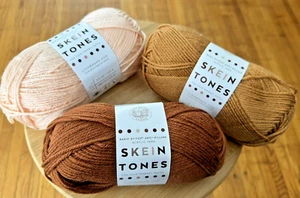 Lot 3 Amigurumi skin tone yarn Lion brand SKEIN TONES peachy honey adobe anti-pi - Picture 1 of 7