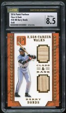 BARRY BONDS 2016 Panini Pantheon Class & Rank Gold #CR-BB Game Bat 18/25 CSG 8.5