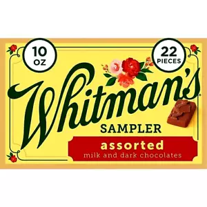 WHITMAN'S ASSORTED MILK & DARK CHOCOLATE 10 oz BOX 22 PIECE SHIPPED FAST - Picture 1 of 9