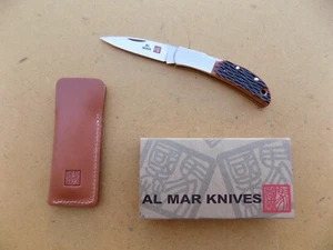 NOS! First Production Japan Al Mar Hawk Knife Honey Jig Bone 1002HJB - Picture 1 of 7