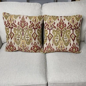 Funda de Almohada Arhaus Cuentas Ikat Bohemia Boho Funda de Cojín Tiro 18 x 18 Par - Imagen 1 de 11