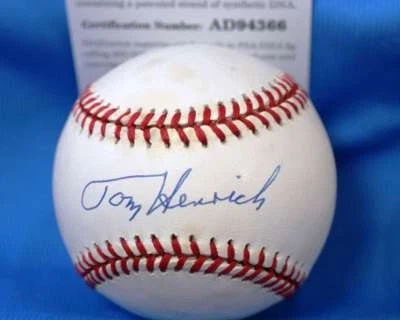 Autógrafo de beisebol assinado por Tommy Henrich PSA DNA certificado de autenticidade American League Oal - Imagem 1 de 2