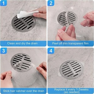 Disposable Shower Drain Hair Catcher Adhesive Mesh for Shower and Sink Cover - Picture 1 of 6