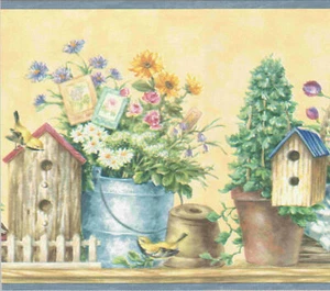 BIRD HOUSE AND FARM TOOLS WALLPAPER BORDER - B55318M - Picture 1 of 2