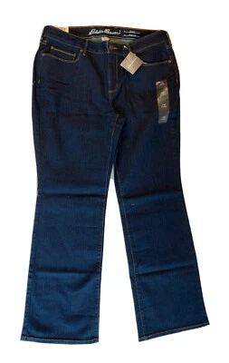 NWT Eddie Bauer Women Curvy Fit Bootcut Jeans Pockets Blue Denim Petite Size 14P - Image 1 of 4