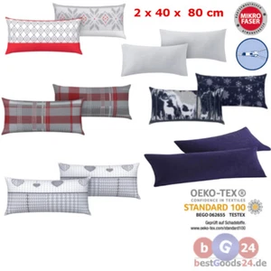 2 X Kissenbezug Mikrofaser Fleece Kopfkissenbezug Reißverschluss 40x80 cm - Bild 1 von 13