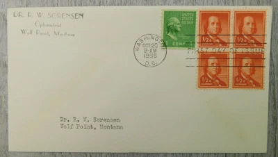 First Day Issue Benjamín Franklin George Washington 1955  Stamp Envelope Cover - Image 1 of 4