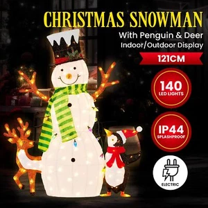 121cm Christmas Snowman Display with Lights and Animals - Picture 1 of 7
