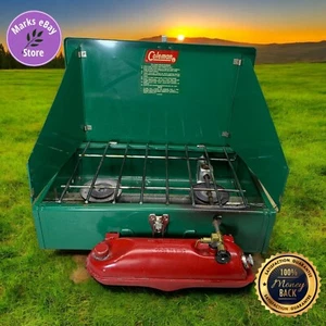 Vintage Made in USA Coleman 2 Brenner Camp Camping Gaskocher Grill 425 425E Gebraucht - Bild 1 von 16