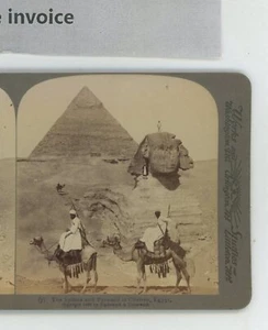 The Sphinx & Pyramid Chefren Egypt Camels Underwood Stereoview - Picture 1 of 2