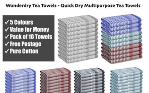 Wonderdry T-Towels Pack 5, 100% Cotton Absorbent Long-Lasting Catering Bar Towel - Picture 1 of 13