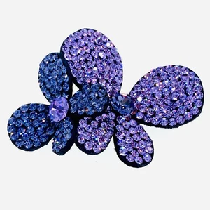 BUTTERFLY FLOWER Hair Clip Hairpin use Swarovski Crystal Elegant Purple L20 - Picture 1 of 5