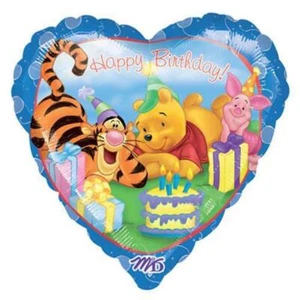 Winnie Pooh & Friends Heart-Shaped Happy Birthday 18" Foil Mylar Balloon New - Picture 1 of 1