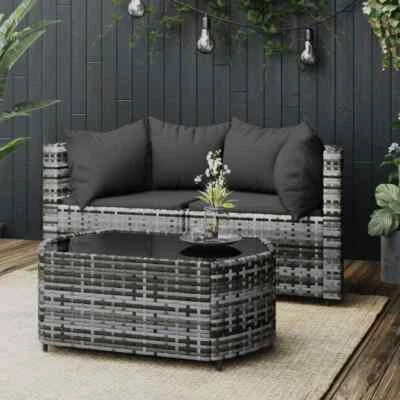Rattan Gartenmöbel Set Balkonmöbel Sitzgruppe Tisch Sessel Ecksofa mit Kissen - Bild 1 von 4
