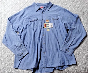 Wrangler Women's Blue Denim Shirt Top 100% Cotton Button Up NWT SZ 3XL - Picture 1 of 8