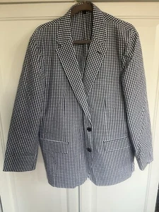 JCrew Thompson￼ Suit Jacket in Gingham 46 Blue White NWT $398 - Picture 1 of 9