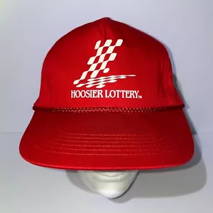 Vintage Hoosier Lottery Snapback Hat Indiana Gambling Red Drawstring - Picture 1 of 6