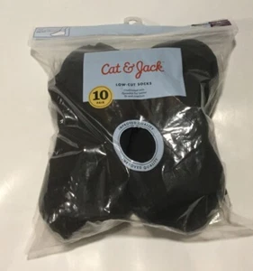 Cat & Jack Little Boys Low Cut Cushioned Ankle Socks Black 10 Pairs Size M 9-2.5 - Picture 1 of 6