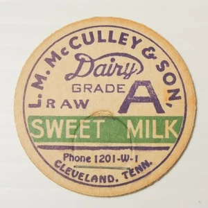 LM McCulley Dairy Sweet Milk Flaschenverschluss Cleveland Tenn. TN - Bild 1 von 1