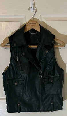 Joujou Hunter Green Vegan Leather Biker Vest Size XL - A29 - Image 1 of 4