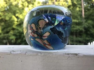 VTG Signed KARG Multi Colored “Twisted” Iridescent Art Glass Paperweight - Picture 1 of 7