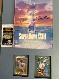 Rice&Montana Auto JSA Certified Super Bowl XXIII Program + Rookie Cards Of Each - Picture 1 of 8