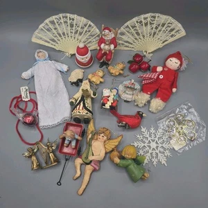 Vintage Lot of 18+ Assorted Christmas Tree Ornaments and Decor Mixed Variety #4 - Picture 1 of 19