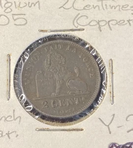 Kupfermünze Belgien 2 Centimes 1905 kostenloser Versand - Bild 1 von 2