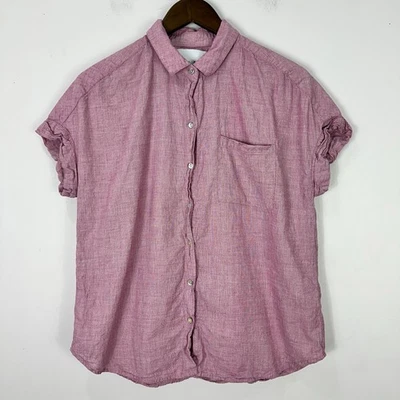 Camisa Lola River M Rosa 100% Algodón Abotonada Manga Corta Preppy Informal Top Foto 1 de 4