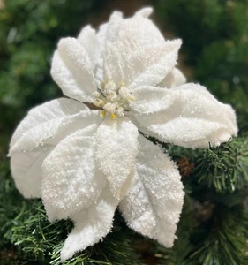 Blanco Nevado Poinsettia Elige Árbol de Navidad Decoración Corona Acento Suministros Artesanales - Imagen 1 de 6