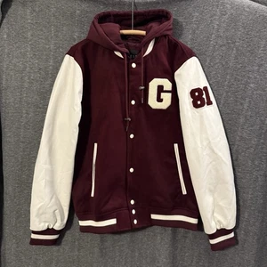 Guess Georges Marciano Varsity Letterman Jacket Large Zip Up Hood             J7 - Picture 1 of 12