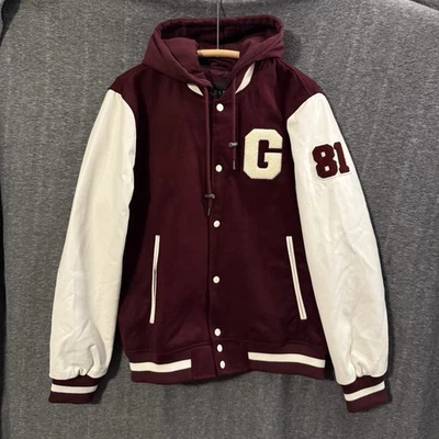 Guess Georges Marciano Varsity Letterman Jacket Large Zip Up Hood             J7 - Image 1 of 4