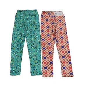 LulaRoe Pants S to M 8W Green Orange Comfortable Printed Set of 2 Leggings - Picture 1 of 17