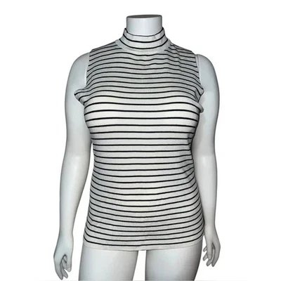 Lane Bryant 大码黑白条纹模拟颈部罗纹背心 18/20 全新带标签 — 第 1/4 张图片