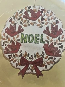 Vintage Bucilla Weihnachten Handarbeit "Juweled" Wandbehang Urlaub Singvögel - Bild 1 von 5