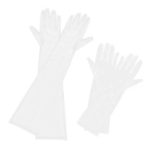 Womens Bride Gloves Wedding Fancy Dress up Long Wrist Bands Cuffs Girls - Picture 1 of 15