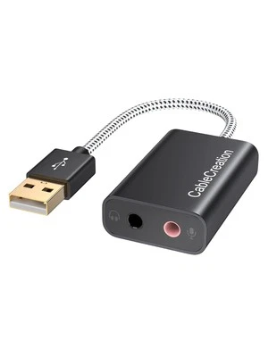 CableCreation USB Audio Adapter External Sound Card with 3.5mm Headphone and - Image 1 of 4