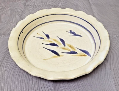 Plato de estudio vintage de gres cuenco de cerámica hecho a mano borde esculpido coleccionable Foto 1 de 4