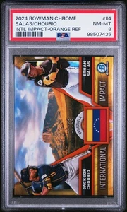 2024 Bowman Chrome International Impact Orange /25 Ethan Salas Jackson PSA 8 - Picture 1 of 2