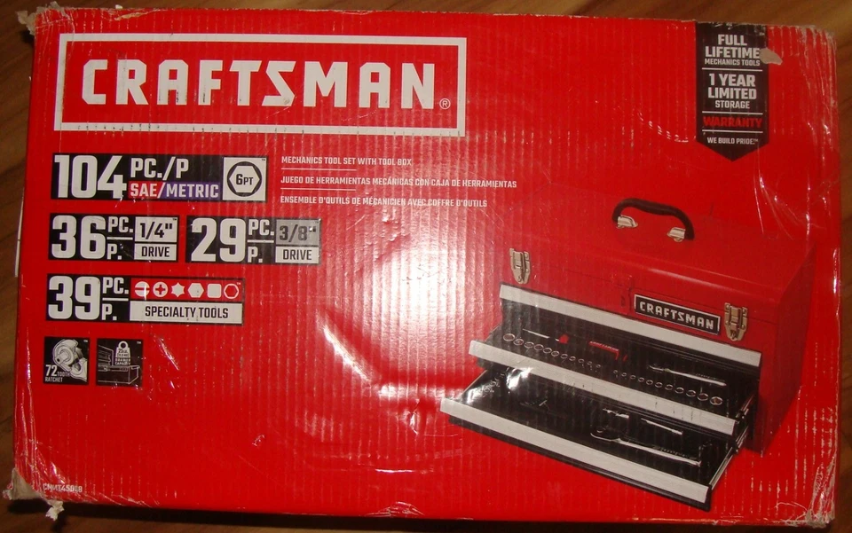 NIB, CRAFTSMAN 104PC MECHANIC TOOL SET (CMMT45068) - Image 1 of 4