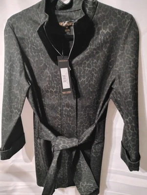 R. Renuar jacket coat animal print belt med NWT black fall, winter, spring, zip - Image 1 of 4